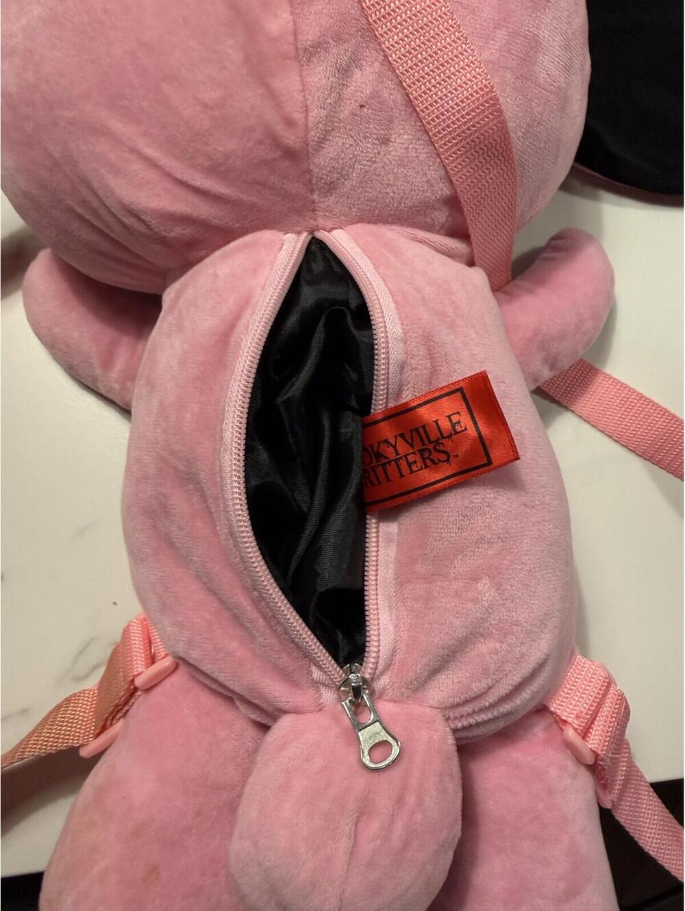 Sleepyville Critters Naughty Bunny PinkPlush Backpack GothKawaii Voodoo Rave Bag - Picture 3 of 5